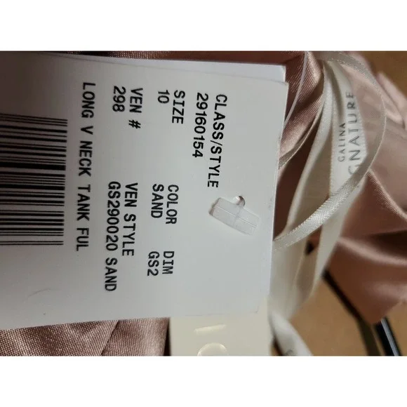 Galina Signature Womens Sz 10 Maxi Satin Dress Oyster Pink Nude Formal Slit NWT - Picture 7 of 9
